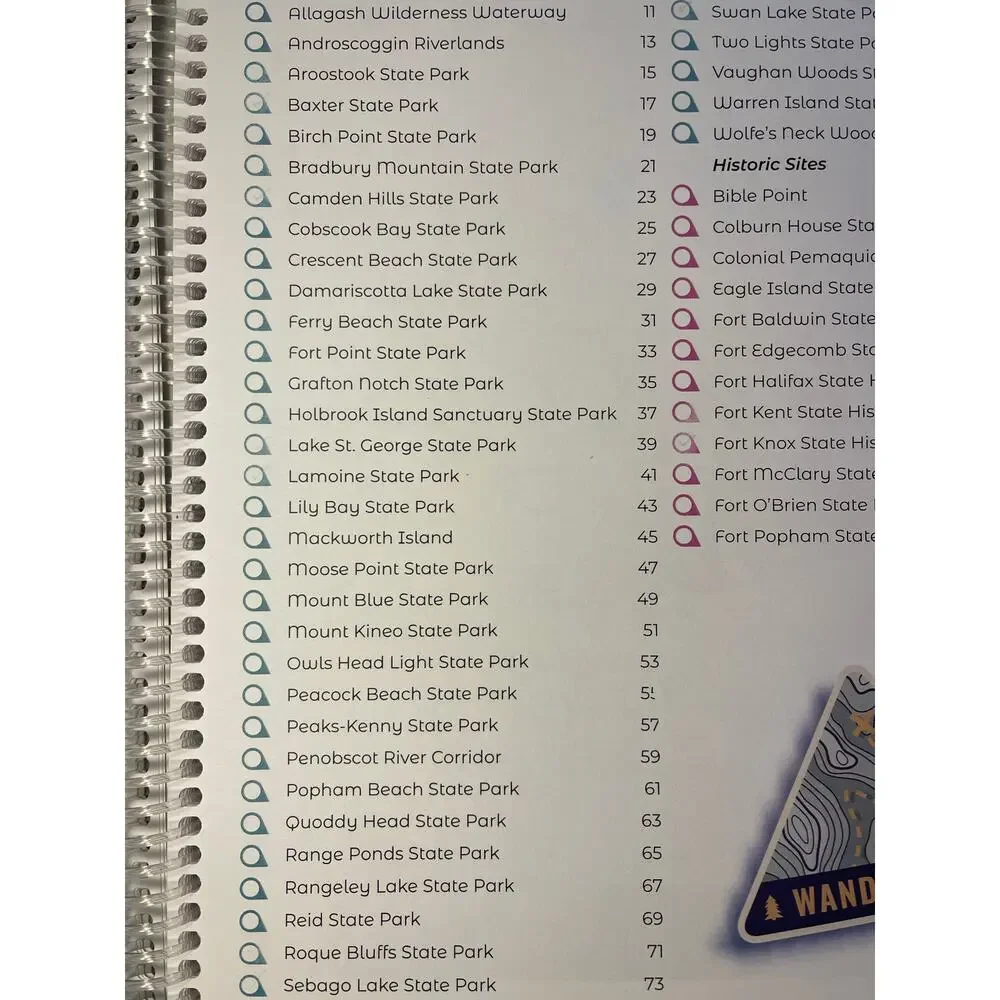 Maine State Parks-Travel Adventure Challenge Bucket List Book